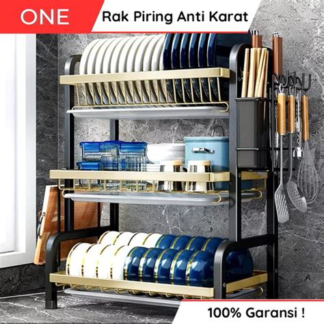 Jual Rak Dapur Tempat Piring Stainless Penyimpanan Mangkuk Gelas Pisau ...