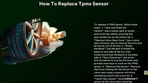 How to Replace TPMS Sensor: A Comprehensive DIY Guide - sensor.wiki