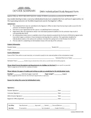 Fillable Online Dmin Individualized Study Request Form Fax Email Print ...