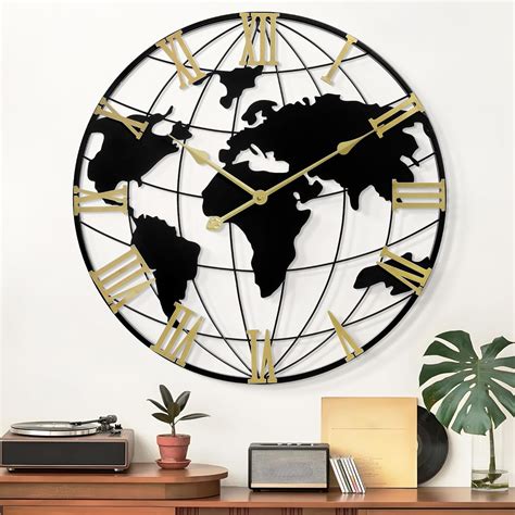 Large Wall Clock 40IN, World Map Modern Style Wall Clocks, Big Clock ...