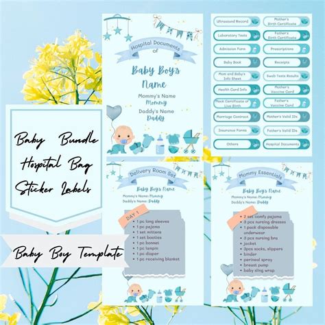 Baby Boy Editable Hospital Documents Sticker Labels Hospital - Etsy ...