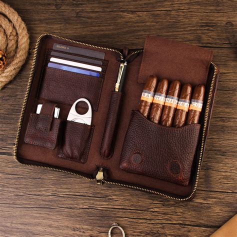 Top Grain Leather Cigar Case, Luxury Leather Cigar Bag, Personalized ...