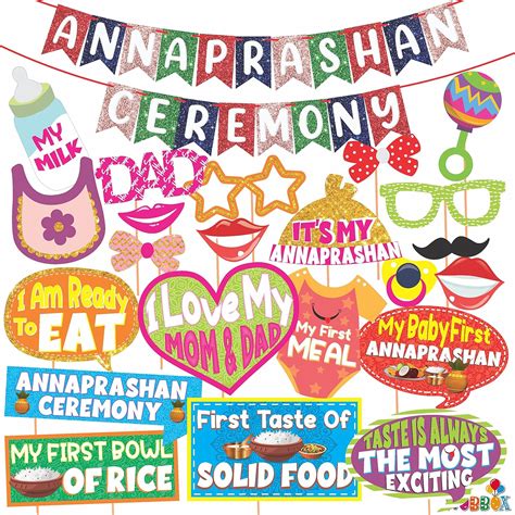WOBBOX Annaprashan Photo Booth Party Props with Bunting Banner ...