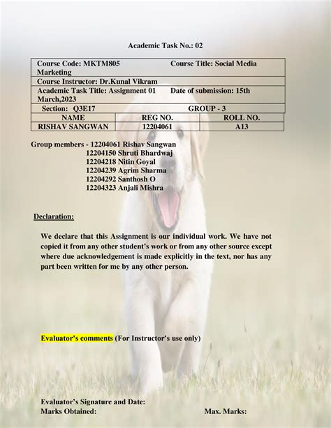 CAjjvgcjgvghgchg - Academic Task No.: 02 Course Code: MKTM805 Course ...