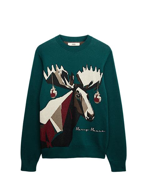Buy Pure Cotton Crew Neck Merry Moose Jumper at Marks & Spencer