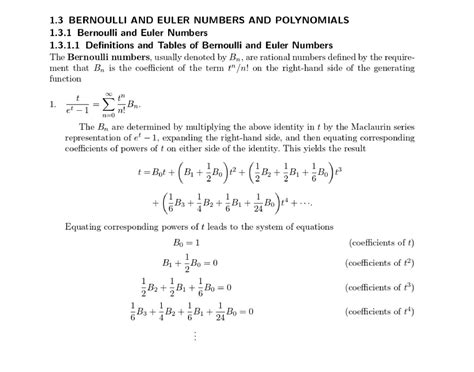 SOLUTION: Bernoulli and euler numbers and polynomials - Studypool