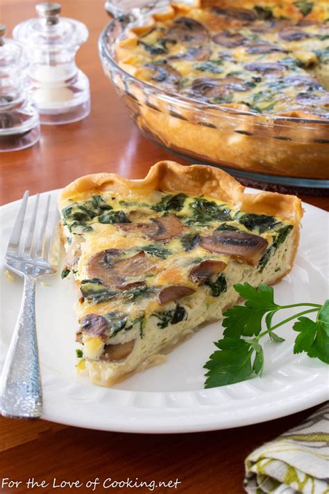 Mushroom and Spinach Quiche with Fontina | For the Love of Cooking