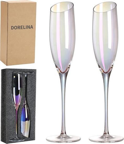 DORELINA Champagne Flutes, Slanted Champagne Glasses Set of India | Ubuy