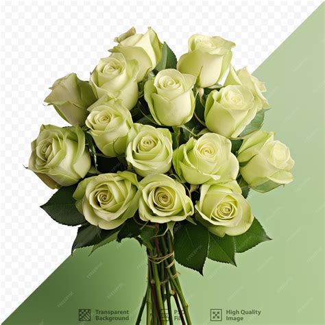 Premium PSD | Green roses in a bouquet resting on transparent ...