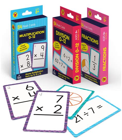 Snapklik.com : Division, Fractions, And Multiplication Flash Cards, 3 ...