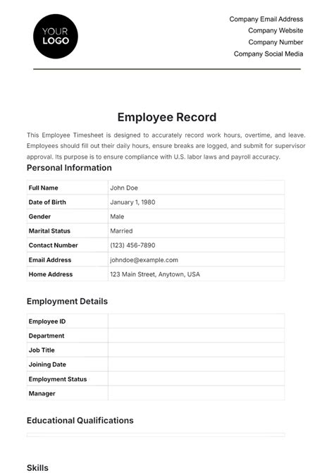 Free HR Employee List Template to Edit Online