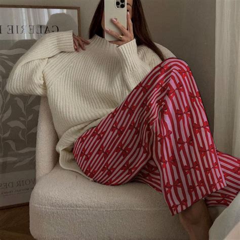 Pink and Red Christmas Striped Pajama Pants, Christmas Pyjama Pants ...