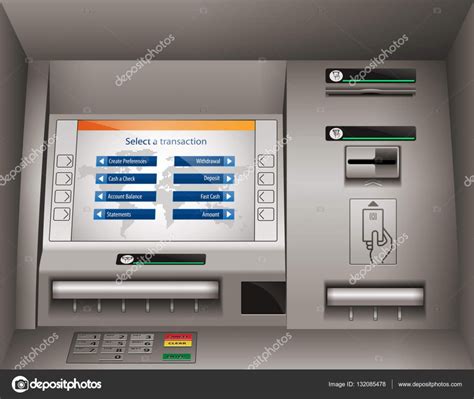 A man walks past an automated teller machine (ATM) outside Bank of America Corp. headquarters in Cha Vector Art