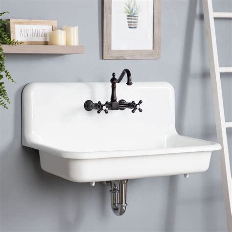 Bath Farmhouse Sink Faucet ELLAI 24 Inch Wall Mounted High Back