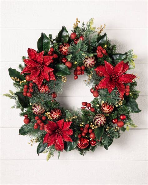 Outdoor Festive Poinsettia Christmas Foliage | Balsam Hill | Large ...