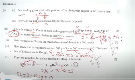 ICSE Physics Question Paper 2024, Solved Physics Answer Key
