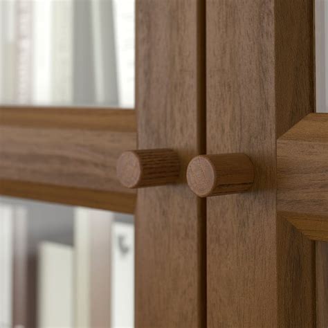 BILLY / OXBERG bookcase combination w glass doors, brown walnut effect ...