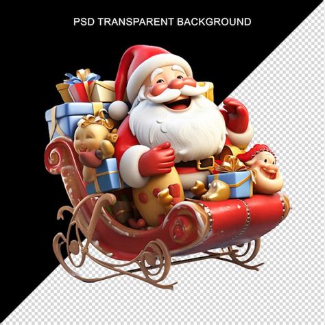 Santa claus 3d render with a transparent background in psd | Premium AI ...