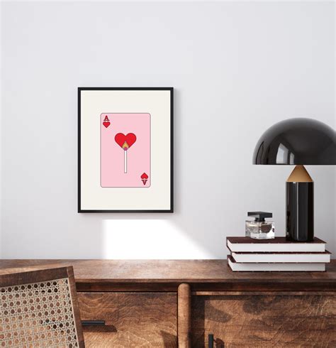 Ace of Hearts Match Poster, Large Printable Art, Bar Cart Decor ...