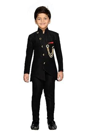 AJ DEZINES Kids Indo Western Sherwani Set For Boys (7022_BLACK_12 ...