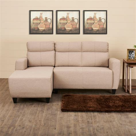 Buy Helios Emily Fabric 2-Seater Left Corner Sofa with Chaise - Beige ...