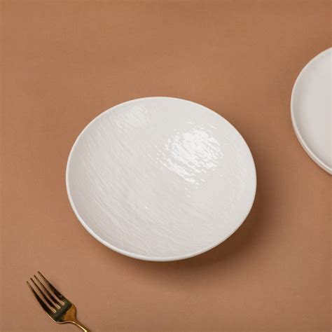 Frore Textured Ceramic Pasta Bowl White 500 ml Online - Premium Snack ...