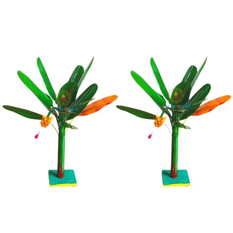 Buy Sri Yagnaa - Artificial Banana Tree for Pooja - Metal Banana Trees ...