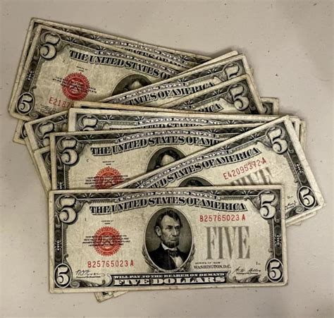 1928 5 Dollar Red Seal Bill - Abe Lincoln Five Dollar Currency - Etsy