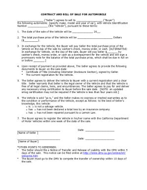 CA Contract And Bill Of Sale For Automobile 2020-2026 - Fill and Sign ...