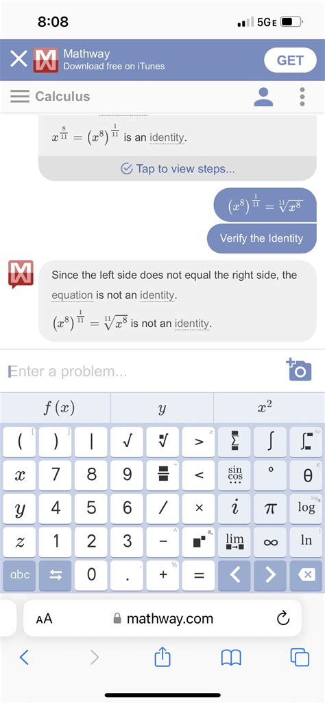Why is the first one true but not the second one? Shouldn’t (x^8)^1/11 ...