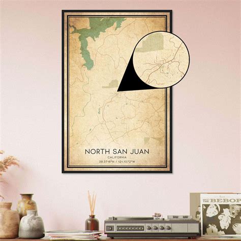 Vintage North San Juan California Map Poster, North San Juan CA City ...