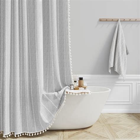 Amazon.com: BTTN Extra Long Shower Curtain - 72x90 Inch Striped Boho ...