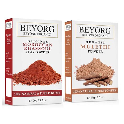 Moroccan Rhassoul Clay Powder & Mulethi Powder For Blemishes, Pimple ...