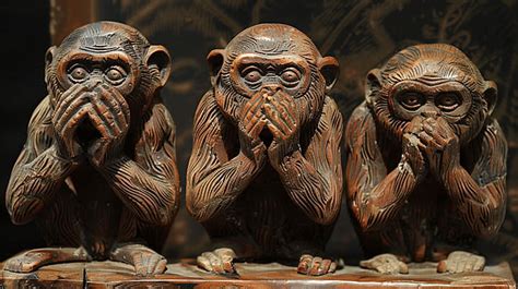 The Three Wise Monkey Three Mystic Apes See No Evil Hear No Evil Speak ...