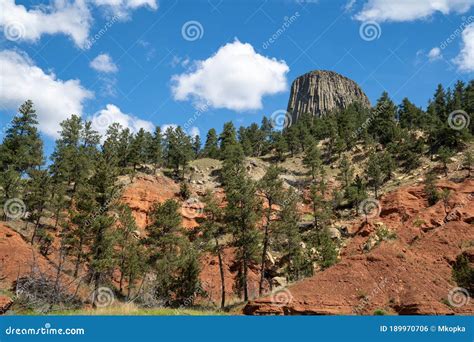 Red Rocks in Front of Devils Tower National Monument in Wyoming Stock ...