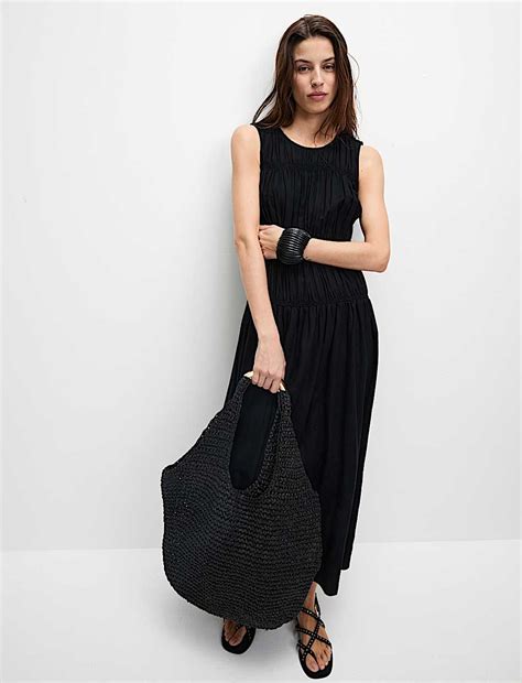Buy Linen Rich Ruched Midi Shift Dress at Marks & Spencer