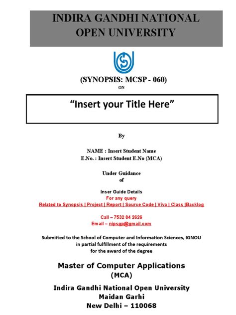 Image result for IGNOU Project Report Cover Page