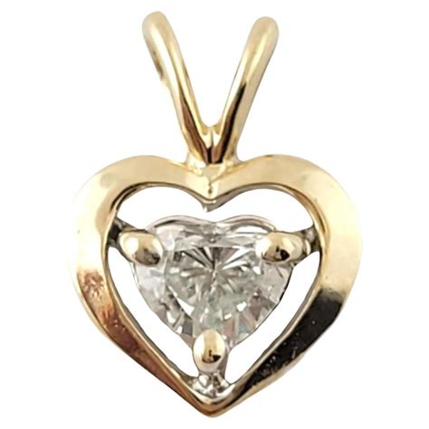 14K Yellow Gold Heart Shaped Diamond Heart Pendant #16936 For Sale at ...