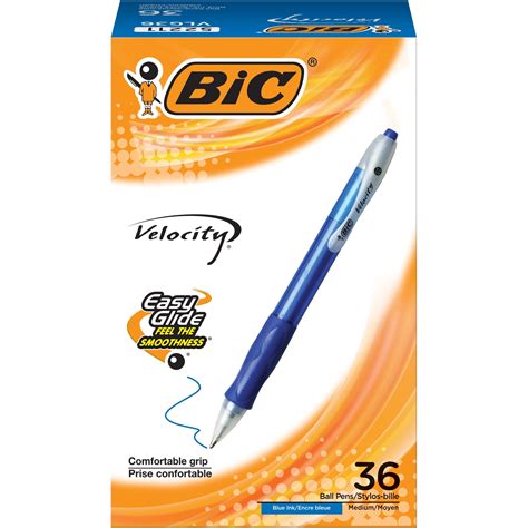 BIC Velocity Retractable Ballpoint Pens, Medium Point (1.0 mm), Blue ...