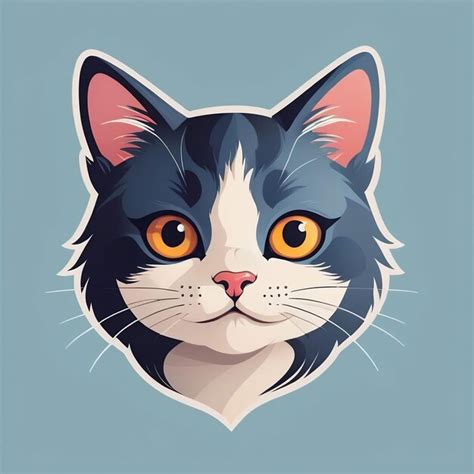 Cute cat head logo close up | Premium AI-generated image