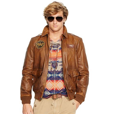 polo ralph lauren leather a2 bomber jacket