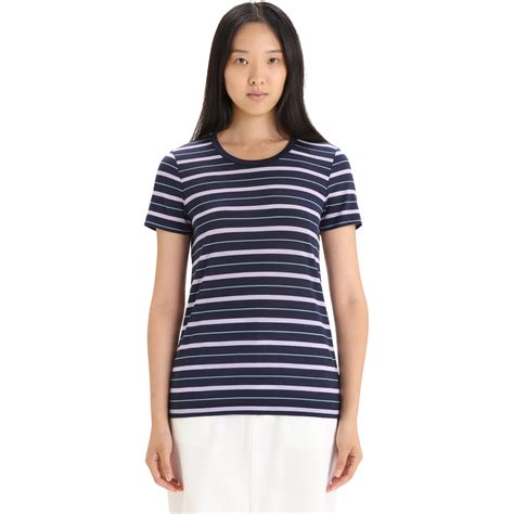 Icebreaker Wave T-Shirt Dames - Midnight Navy/Purple Gaze/Stripe | BIKE24