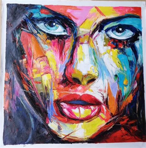 Francoise Nielly Portrait Palette Knife Portrait Oil Painting on Canvas - Canvas Oil Painting ...