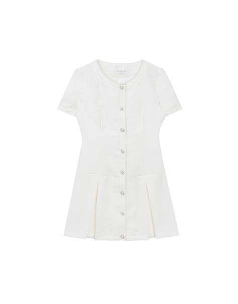 Chanel-Inspired Pearl Button Puff-Sleeve Mini Dress - AIR SPACE