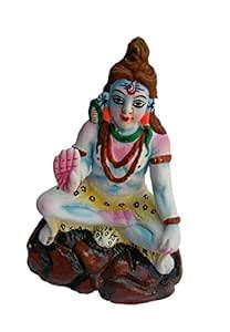 Buy Dominic Collections Hand Made Clay Blessing Lord Shiva Idol ...
