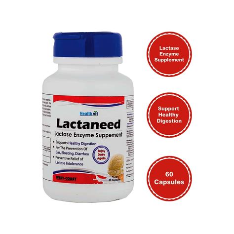 Buy HEALTHVIT LACTANEED LACTASE ENZYME SUPPLEMENT 300MG FOR LACTOSE INTOLERANCE - 60 CAPSULES ...