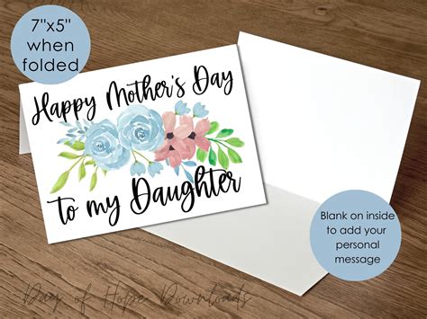 Printable Daughter Mothers Day Card | Happy Mother's Day to My Daughter ...