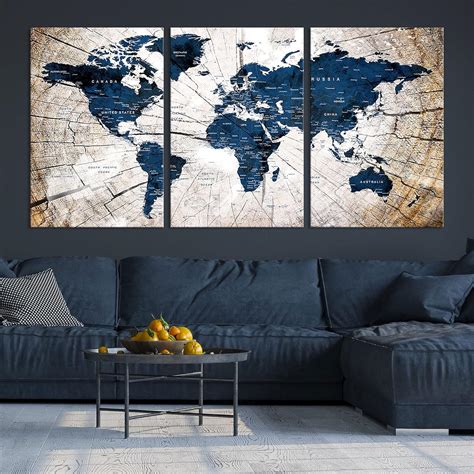 SamiEymur Large World Map Canvas Art Print for Home Decor India | Ubuy