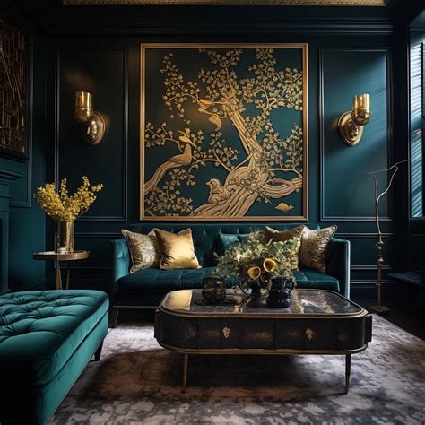 Popular Peacock Green Colour Combination Interior Design Ideas
