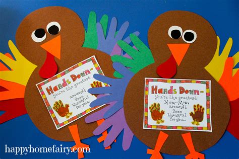 Thankful Handprint Turkey Craft - FREE Printable - Happy Home Fairy